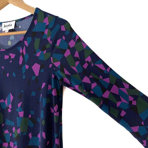 Leota Women’s Maternity Size Small Kelsey Blue Geometric Print Drop Waist Dress - Picture 5 of 10